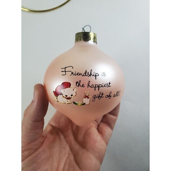 Vintage 1984 Hallmark Keepsake Pink Glass Ornament A Gift of Friendship *READ* - Picture 5 of 10